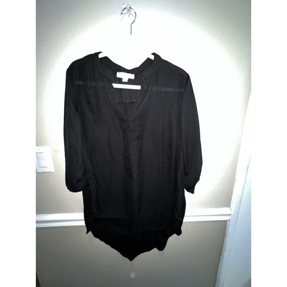 Woman’s Misia Curvy Plus Size 1X Top sheer tab 3/4 sleeve v-neckline long pull - Picture 1 of 6
